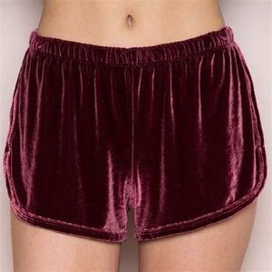 Brandy Melville Maroon Velvet Shorts
